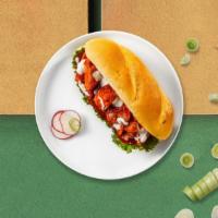 Roasted Chicken Breast Sub · Freshly cooked chicken breast, resting on a bed of  lettuce, tomatoes, mayo and served on a ...