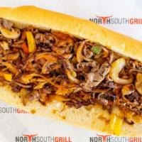 Steak Deluxe · American Wagyu Beef, Grilled Onions, Peppers, Mushrooms, Cheese.