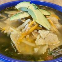 Sopa De Pollo · A classic Mexican favorite - slow-simmered broth, shredded chicken, topped with pico de gall...