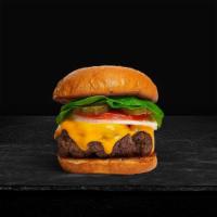 Cheese Burger · American beef patty topped with melted cheese, lettuce, tomato, onion, and pickles. Served o...