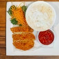 Kids Chicken Fingers · Served with steamed white rice.