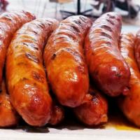 Colombian Sausage (Chorizo) · Colombian pork sausage served with lime and 2 sauces of your choice