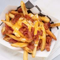 Bacon & Cheese Fries Or Tot'S · Large fries or tots topped with cheddar cheese, and  smoky bacon.