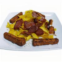 Fried Chesse Spanish Sausage And Plantain Chips · Queso frito, Chorizo y Mariquitas