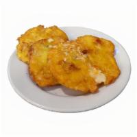 Green Fried Plantains · Tostones con Mojo
