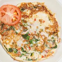 American Omelet- · Bacon+tomatoes+green peppers+onions+string potatoes