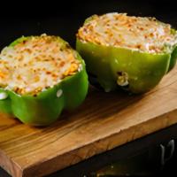 Lf Stuff Bell Pepper · With cauliflower rice, mozzarella cheese served with an eggplant stack salad or fresh avocado