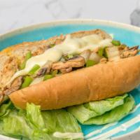 Chicken Philly · Bell Peppers, Onion, Mushroom,Mayo,Swiss Cheese