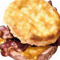 Bacon Egg & Cheese Biscuit · Bacon, egg, and cheese biscuit. Available a la carte, by the half-dozen and dozen
