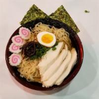 Lunch Ramen Noodle Chicken 午餐*日本鸡拉面 · Ramen noodle, white meat chicken, 1/2 soft boiled egg, seaweed, fish cake, scallion and wood...