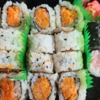 Sushi Deluxe · 10 pieces sushi and spicy tuna roll. *Consuming raw or undercooked meats, poultry, seafood, ...