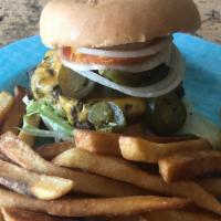Jalapeño Cheeseburger · Six-ounce burger grilled to perfection with grilled jalapeños and melted cheese. Add fries o...