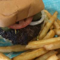 Hamburger · Fresh grilled to order with your choice of fresh lettuce tomato onion pickles on a toasted b...