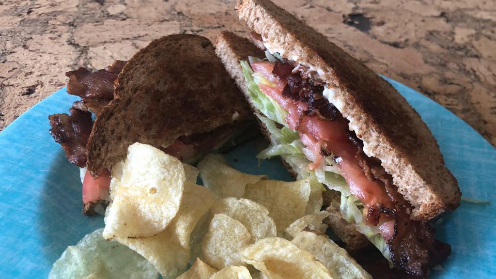 Blt · Bacon, lettuce, tomato on toasted bread. Lite breakfast or lunch. Add sides if you would like.