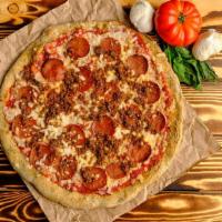 Pepperoni & Sausage · Roasted Basil Pizza Sauce, Vegan Mozzarella Cheese, Mild Beyond Sausage & Vegan Pepperoni(Se...