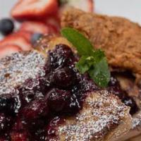 French Toast    · Brioche French toast, blueberry compote, fresh berries, served with Poach rum sauce