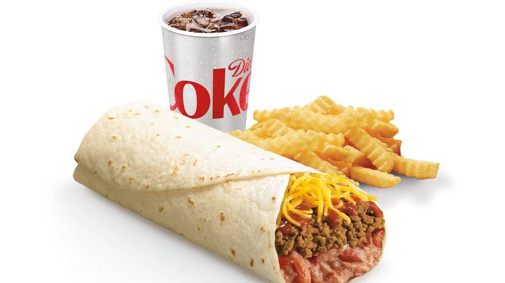 Del Combo Burrito™ Meal · Our Del Combo Burrito™, plus our famous Crinkle Cut Fries and a refreshing beverage.