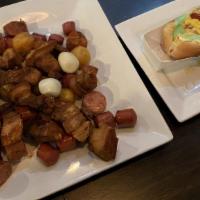 Salchi-Criolla/Wieners With Yellow Potatoes · Wieners with yellow potatoes.