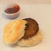 Sausage Biscuit · Biscuit sandwich with our signature chicken sage sausage patty.