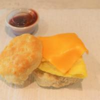 Egg And Cheese Biscuit · Biscuit sandwich with scrambled egg and American cheese.