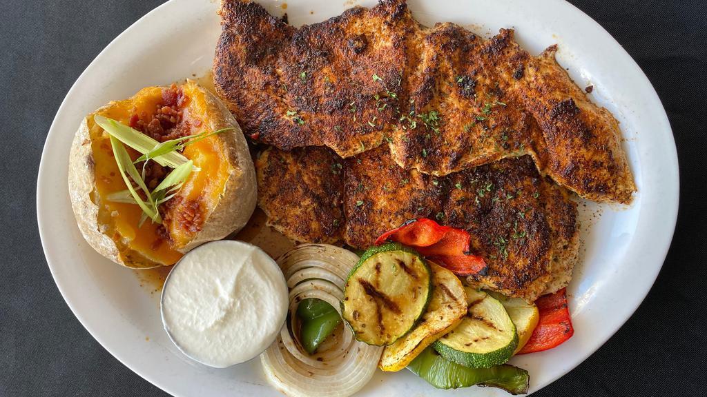 Chicken Breast · With your choice of blackened, grilled, or lemon pepper and your choice of two sides.