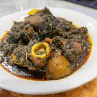 Afang (Vegetable) Soup · Afang, water leaves cooked with assorted meat, stock fish, and spices choice of meat or goat...