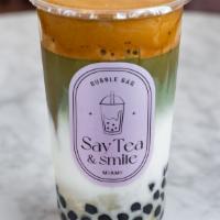 Matcha Latte Coffee Cream · with organic matcha green tea and organic milk, not topping included