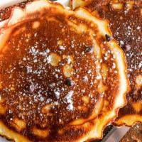 Chocolate Chip Pancake · One Chocolate chips and Powdered Sugar