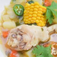 Chicken Soup  Caldo De Pollo · include 32oz cup  tortillas inside the soup rice and chesse ,chipotle pepper