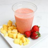 Strawberry Smoothie(16Oz) · Strawberries, fresh apple juice ,banana,honey and ice
