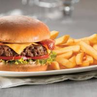 Cheeseburger Deluxe · With bacon. Includes french fries and a soda.