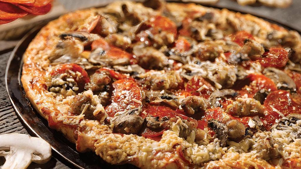 The Classic  · Pepperoni, sliced mushrooms, Italian sausage & roasted garlic.