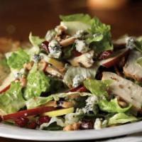 Roasted Chicken & Apple Walnut Salad · Fresh greens, bleu cheese crumbles, apple slices, toasted walnuts, sun-dried cranberries and...