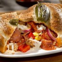Chicago Fire Calzone · Pepperoni, salami, sweet Italian sausage, red peppers, red onions, pepperoncini, mozzarella,...