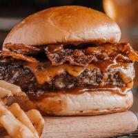 *Gs* Bbq Bacon Cheddar Burger* · Our steak burger brushed with our signature BBQ sauce, topped with melted cheddar cheese and...