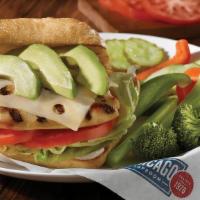 *Gs* California Chicken Sandwich · Grilled chicken breast topped with Swiss cheese and avocado, served atop lettuce, tomato and...