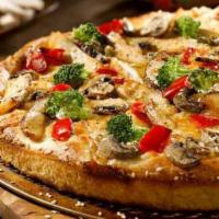 Thai Pie Cauliflower Crust Pizza · Our sweet Thai chili sauce with mozzarella, pepper jack & cheddar cheeses, roasted chicken, ...