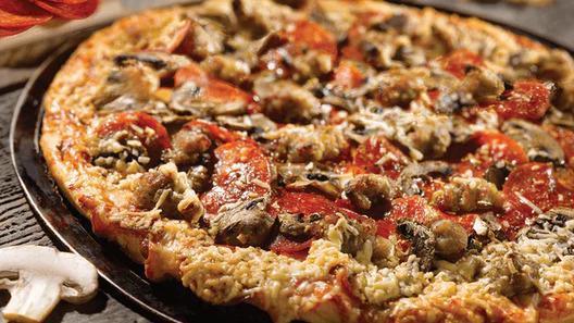 The Classic Cauliflower Crust Pizza · Pepperoni, sliced mushrooms, Italian sausage and roasted garlic. Made with CAULIPOWER® crust, available in 10” size. Calories are per slice.
