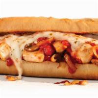 Snack Size Chicken Parmesan · Chicken breast, provolone, parmesan, oregano, pizza sauce. YOUR CHOICE: sautéed onions, fres...