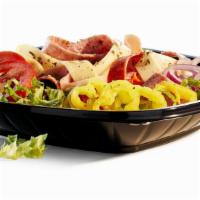 Grilled Classic Italian Salad · Lettuce, Roma tomatoes, smoked ham, hard salami, pepperoni, provolone, red onions, banana pe...
