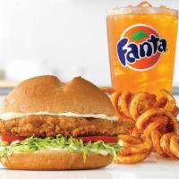 Crispy Chicken Meal · A crispy buttermilk chicken breast with lettuce, tomato, and mayo on a toasted specialty bun...