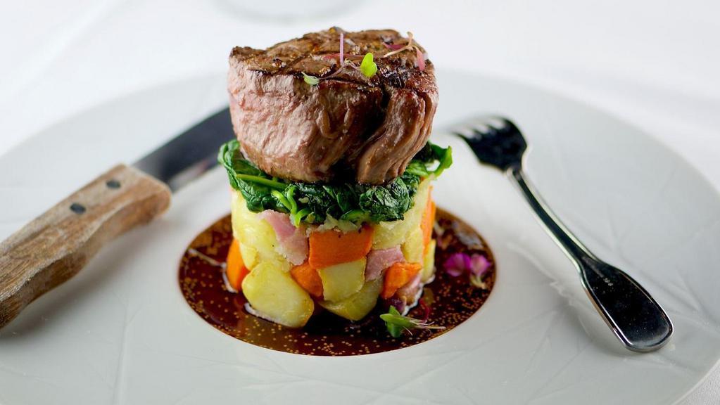 Filet Mignon · Served over tri-color potatoes, sautéed spinach and
blue cheese sauce

Consuming raw or undercooked meats, poultry, seafood, shellfish or eggs may increase your risk of foodborne illness.