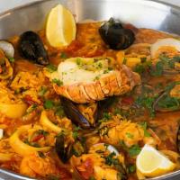 Paelha À Marinheira (1 Person) · Seafood Rice with Shrimp, Clams, Mussels, Squid and Fish. Add Lobster $11
