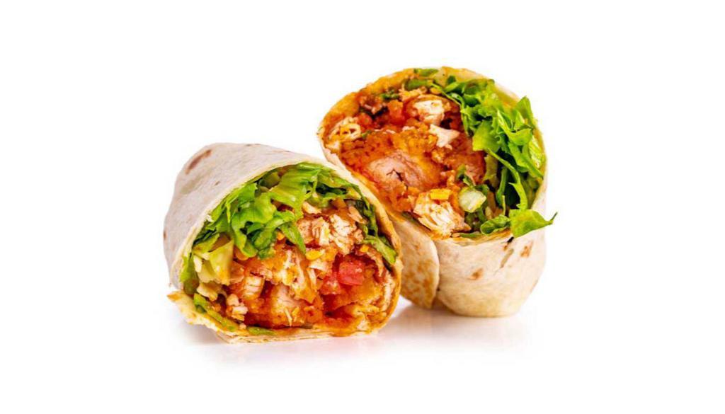 Buffalo Chicken Wrap · Our fresh grilled or fried chicken tossed in one of our signature sauces with lettuce, tomato and shredded cheese served with blue cheese or ranch dressing.
