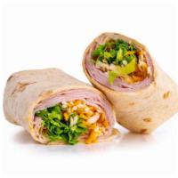 Turkey Club Wrap · Shaved turkey with lettuce, tomato, cheese and bacon.