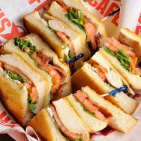 Chicken Club · 3 pieces of Texas Toast. Grilled chicken, Swiss cheese, Bacon. Lettuce, Tomato and Mayo