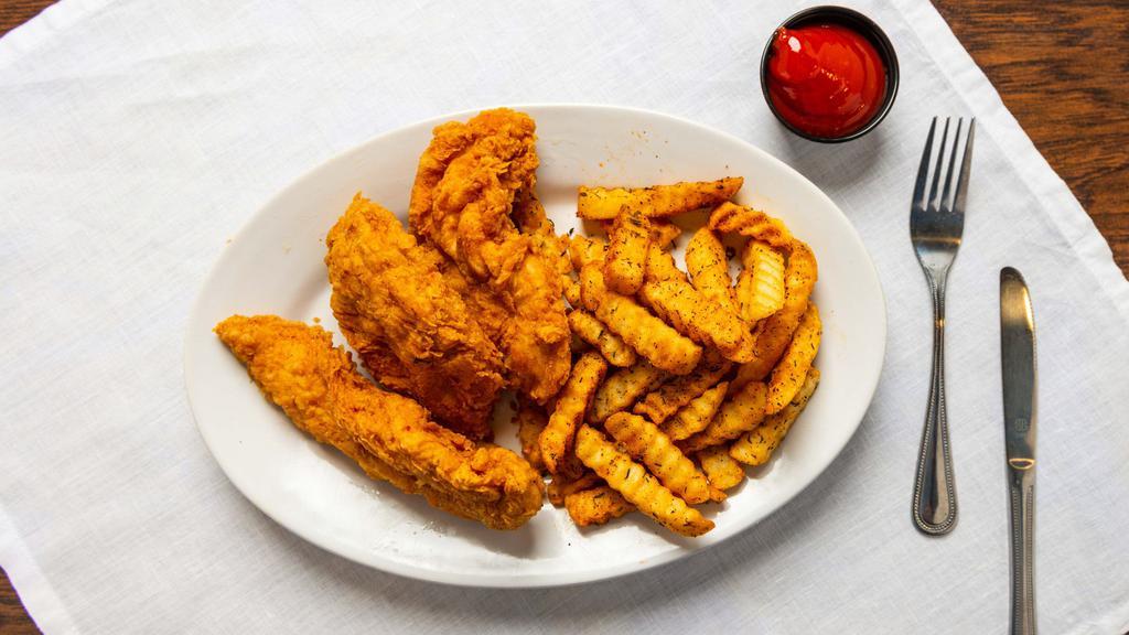 Chicken Tenders  · Chicken Tenders, served with seasoned fries or mashed potatoes with gravy