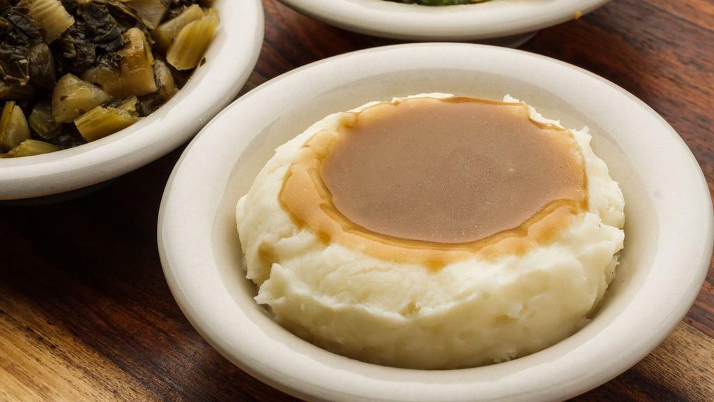 Mashed Potatoes · With gravy.
