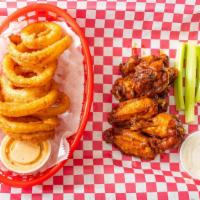 Wings (6) (100% Organic Wings) · Succulent meaty 100% organic wings with your favorite sauce, served with fresh celery, and y...