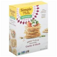 Simple Mills Organic Seed Flour Garlic & Herb Seed Crackers (4.25 Oz) · These crackers are just the right mix of bright, herbaceous flavors with a garlic kick. Cert...